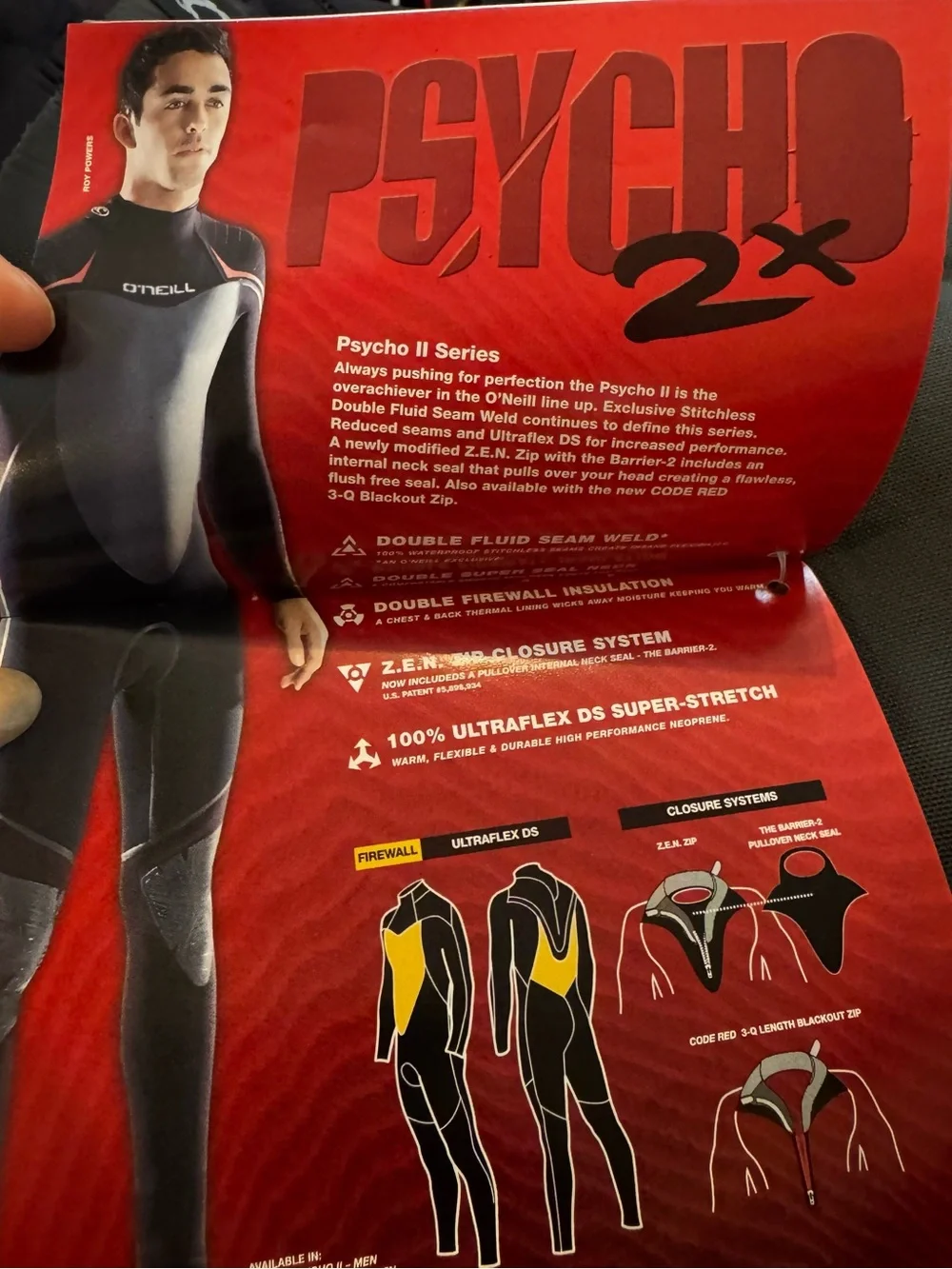NWT O'NEILL Men’s 3/2 PSYCHO II Full Wetsuit FSW Neoprene ZZ Back Zip Black - XL